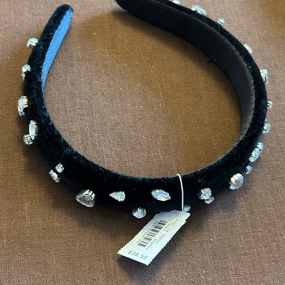 J Crew Black Headband with Jewels